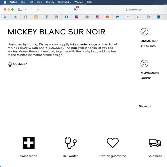 Swatch Watch/MICKEY BLANC SUR NOIR